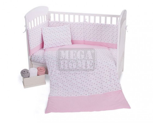 Бебешки спален комплект трико 5 ч Pink Flowers 60/120 Kikka Boo