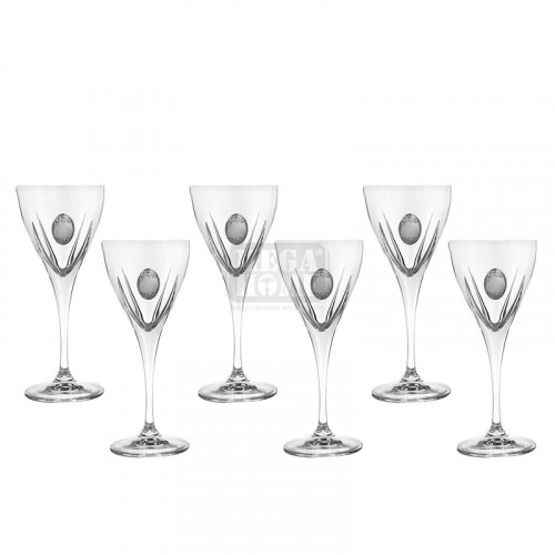 Комплект чаши за вино с посребърна плочка Fusion 6 бр DG029