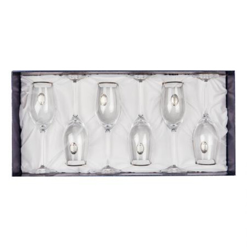 Комплект чаши за шампанско със сребърна плочка Invino DG034