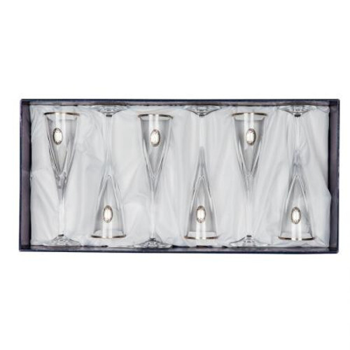 Комплект чаши за шампанско със сребърна плочка Fusion DG030