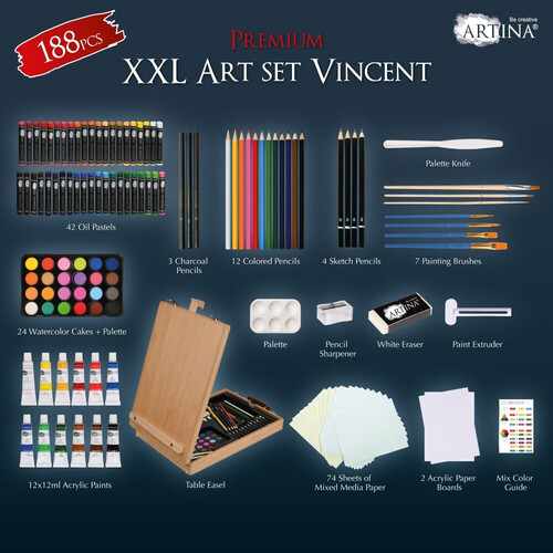 Kомплект за рисуване Винсент 188 части Artina