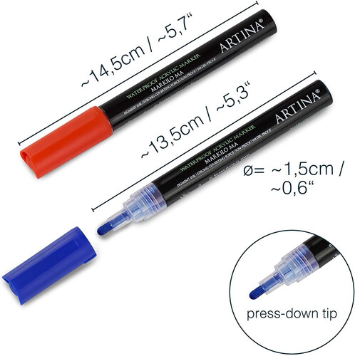 Комплект 12 броя акрилни писалки Artina Markilo Ma