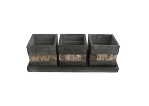 Сет от три дървени кашпи