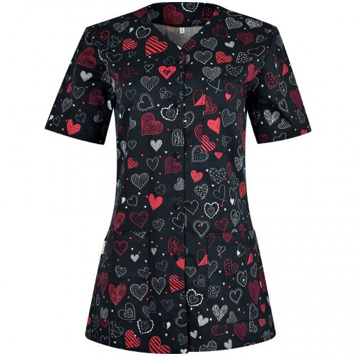 Медицинаска туника с копчета Carina тъмни сърца от XS до XXXL