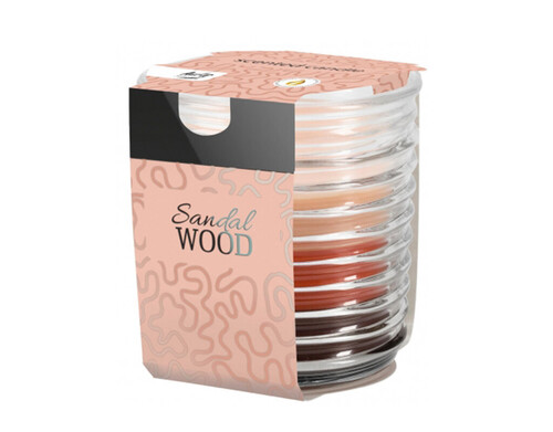 Ароматизирана свещ Bispol в чаша три цвята сандалово дърво