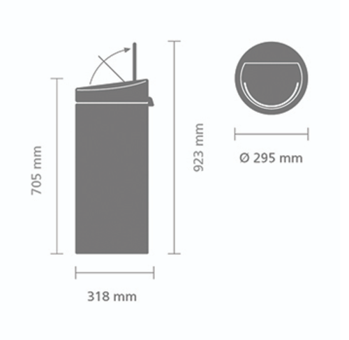 Кош за смет Brabantia Touch Bin New 30L, Matt Steel