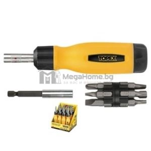 Отвертка с тресчотка марка Topex 1/4\&quot; с 12 бр. накрайници