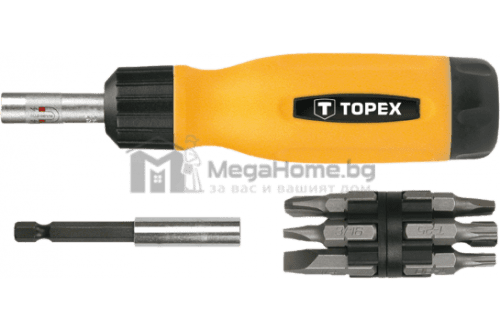 Отвертка с тресчотка марка Topex 1/4\&quot; с 12 бр. накрайници