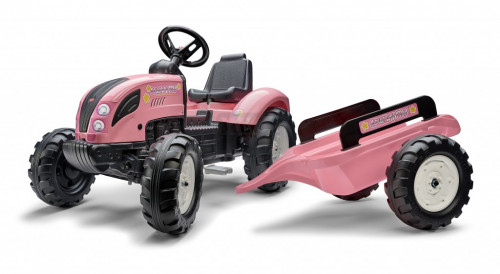 Детски трактор с ремарке и педали в розов цвят Falk F1058AB