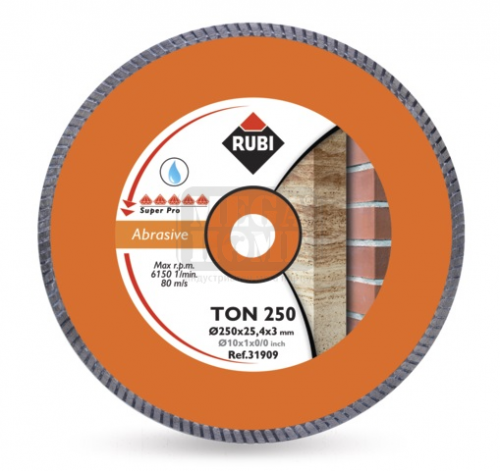 Диск Rubi диамантен за мокро рязане 250x25.4x2.5 мм TURBO – TON