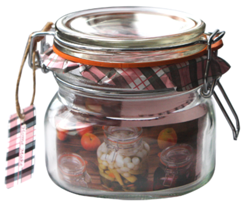 Квадратен буркан с клипс 500-2000 мл.