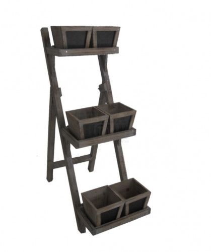 Дървена стойка с 6 саксии Garden Star 23,5x47x68 см