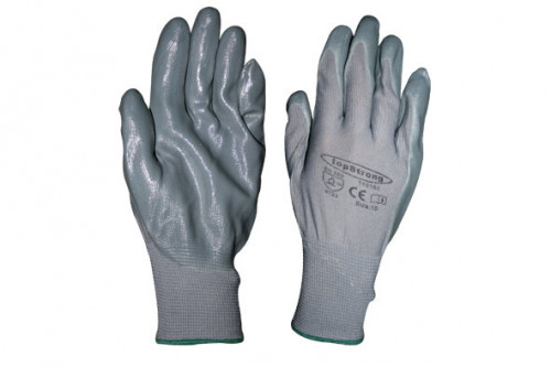 Ръкавици сивo полиестерно трико / сив нитрил TS