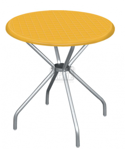 Жълта маса с алуминиеви крака ВЕТА 80 x 72,5 cм.