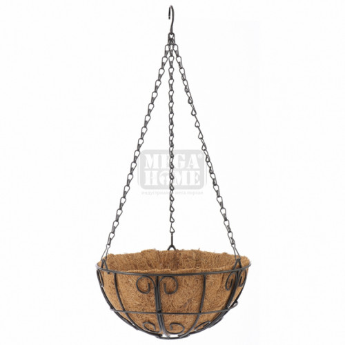 Кашпа висяща D 250 мм метална с кокосова кошница Palisad