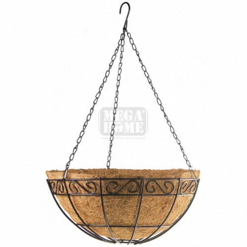 Кашпа висяща D30 см метална с кокосова кошница Palisad орнаменти