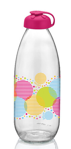 Стъклена бутилка за мляко с декор "Milky" 1 л.