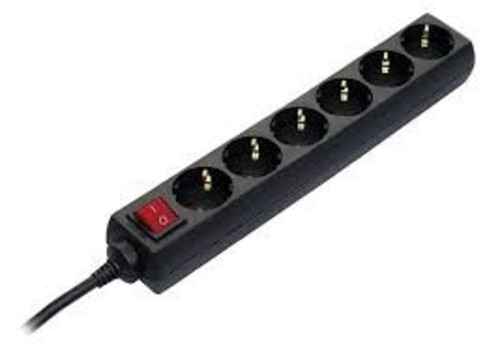 Електрически разклонител с ключ Schwabe 6 гнезда, 5 м.