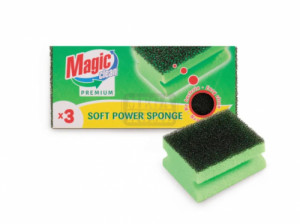 Гъба с канал Magic Clean Premium Soft Power 3 броя Гъба с канал Magic Clean Premium Soft Power 3 броя