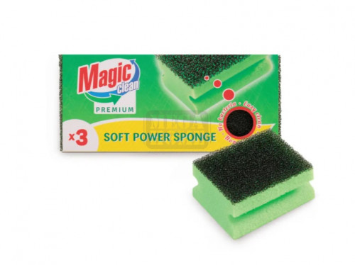 Гъба с канал Magic Clean Premium Soft Power 3 броя