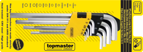 Шестограми комплект Top Master CR-V TMP 9бр, 1.5- 10mm
