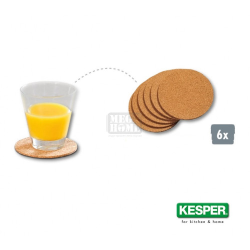 Коркови подложки за чаша Kesper комплект от 6 броя 10 см