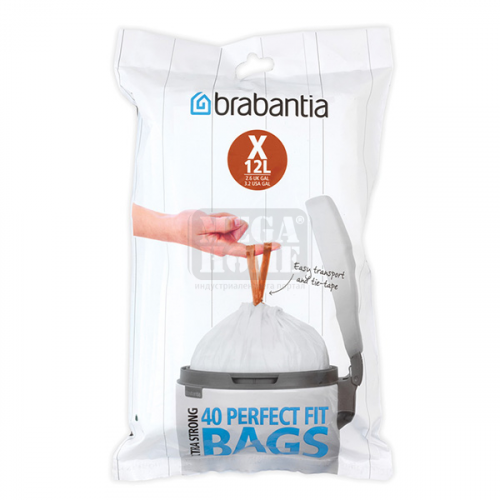 Торба за кош Brabantia PerfectFit NewIcon/Bo 40 броя бял