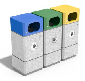 Комплект бетонни кошове за разделно събиране на боклук 3 броя Комплект бетонни кошове за разделно събиране на боклук 3 броя