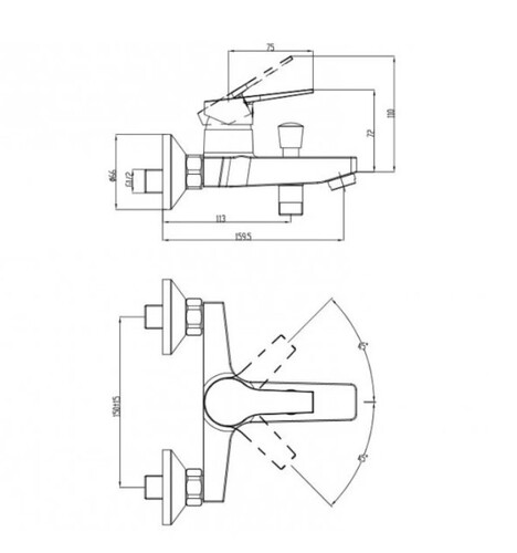 Едноръкохватков смесител за вана/душ Makena Никол