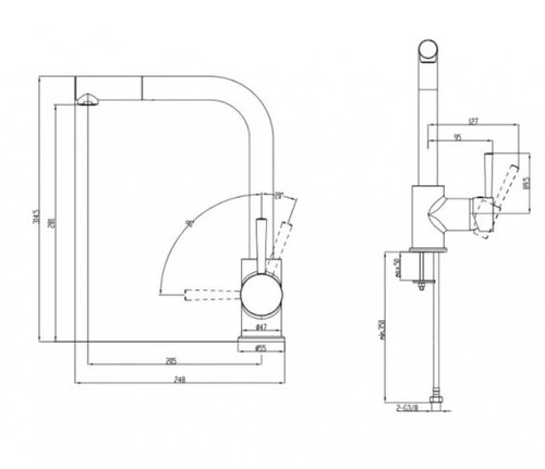 Едноръкохватков смесител с изтеглящ се душ Makena Електра