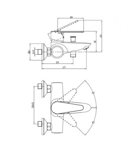 Едноръкохватков смесител за вана/душ Makena Лорена