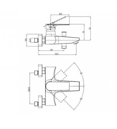 Едноръкохватков смесител за вана/душ Makena Моника