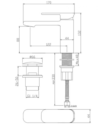 Едноръкохватков смесител за умивалник Cascada Vita