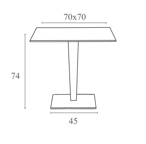 Квадратна маса Horecano Riva 70x70xh74 см