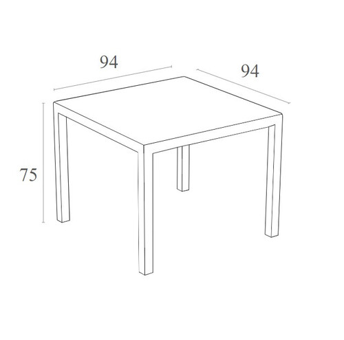 Квадратна маса Horecano Bali 94x94хh75 см