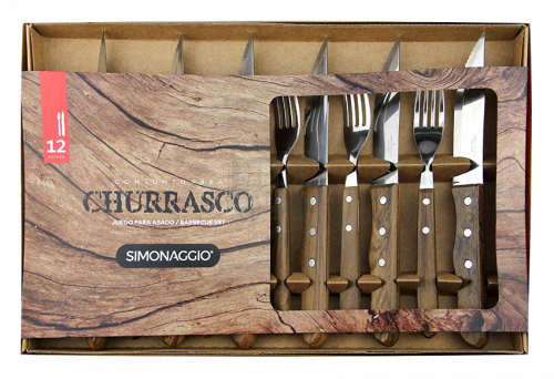 Комплект за хранене с дървени дръжки 12 броя SIM-CHURRASCO