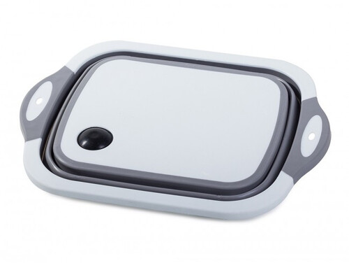 Сгъваема силиконова купа с отцедител и дъска за рязане 2 в 1