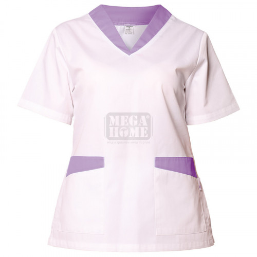 Дамска медицинска туника Be unique Fabiana White/Purple XS-3XL