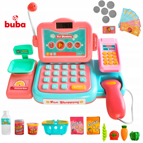 Детски розов касов апарат с аксесоари Buba Fun Shopping 888G
