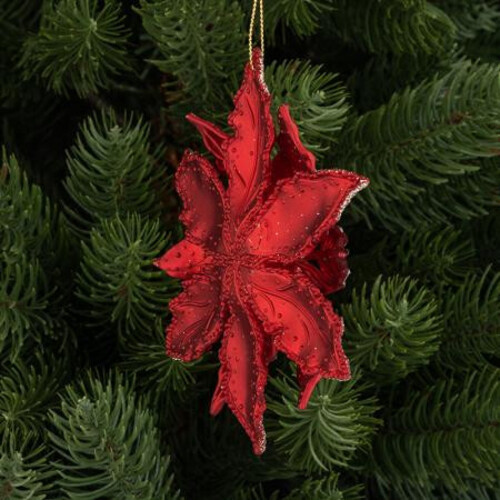 Висулка Коледна играчка звезда червена/бяла