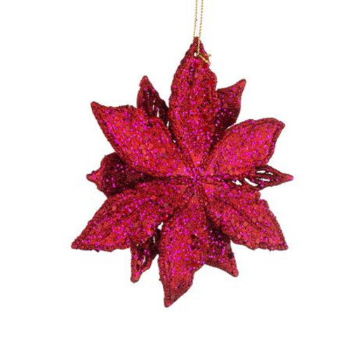 Висулка Коледна играчка звезда бежова/червена