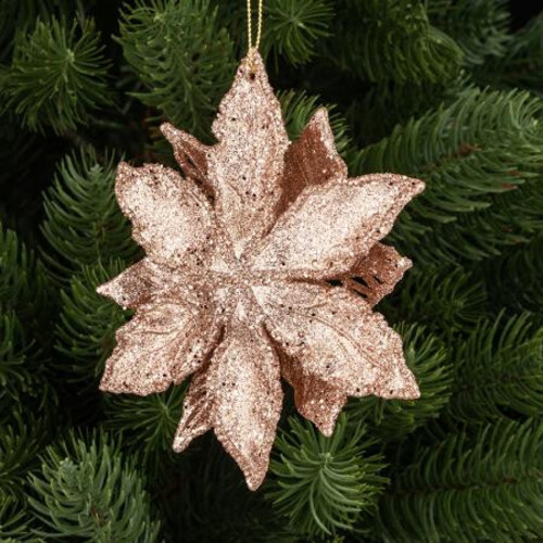 Висулка Коледна играчка звезда бежова/червена