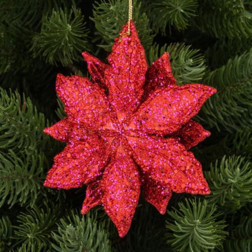 Висулка Коледна играчка звезда бежова/червена