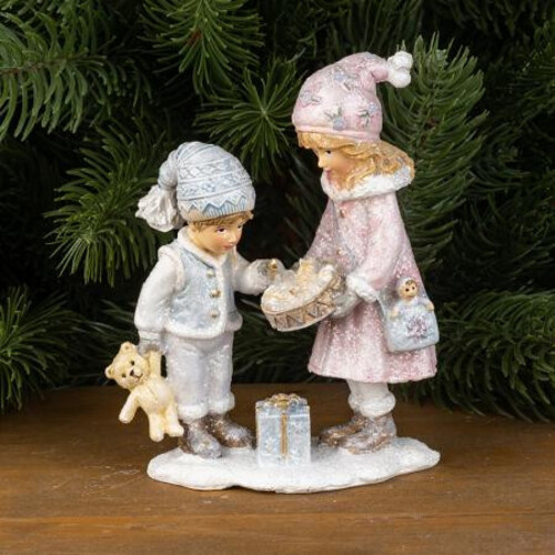 Коледна фигурка Момиче и момче