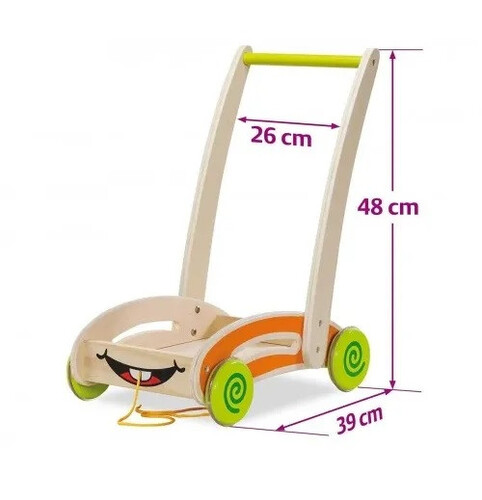 Детска дървена количка за бутане с блокчета Eichhorn 35 части