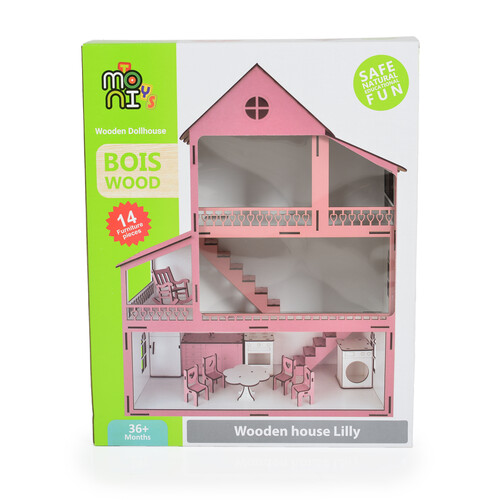 Дървена къща за кукли Moni Toys Lilly
