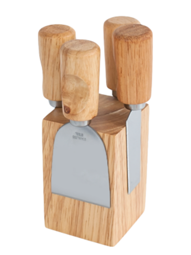 Комплект ножове за сирена върху дървено кубче А-188(5473)