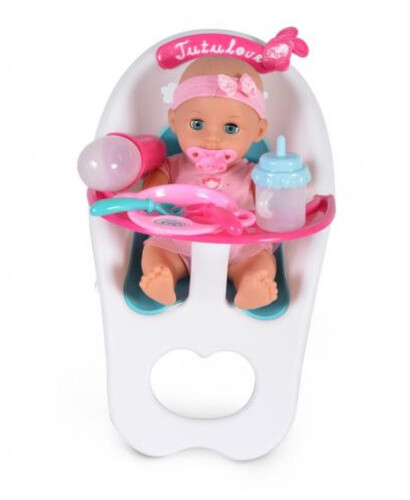 Детска кукла със стол за хранене Moni 8383 36 см