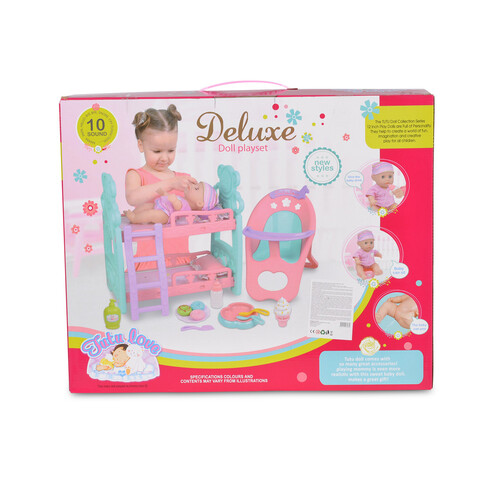 Детска кукла с легло и стол за хранене Moni 8295 31 см