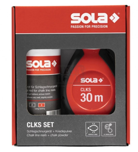 Комплект зидарска чертилка с червена боя Sola CLK 30 SET R